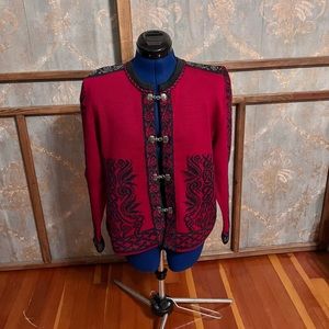 Nordic Cardigan Sweater with Metal Hook Buttons